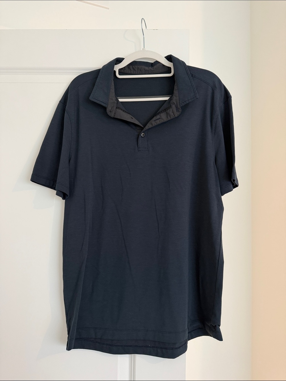 Lululemon Men's Dark Navy Short-Sleeve Polo Shirt